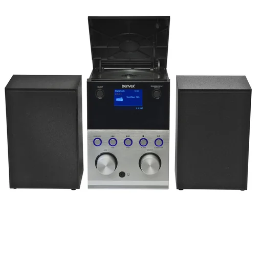 "DAB+ and FM micro stereo system with Bluetooth, USB charging port and USB MP3 playback image"