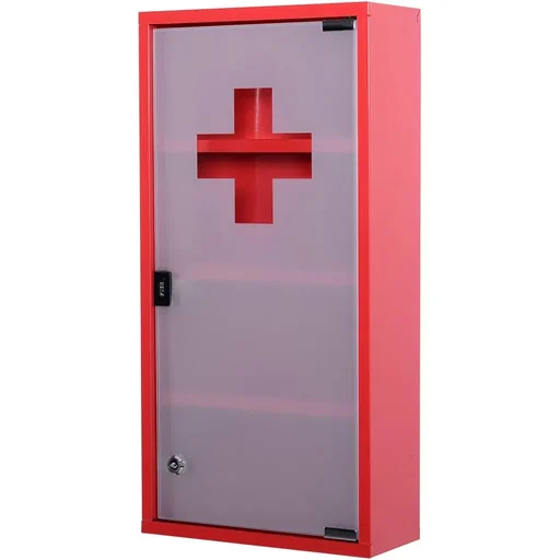 "Lockable medicine cabinet red image"