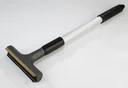 Telescopic ice scraper with brass blade and wiper lip