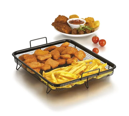 "Hot air grill basket, XXL, non-stick coating, black, 33 x 28 x 5 cm image"