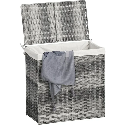 "Laundry basket space-saving foldable brown image"