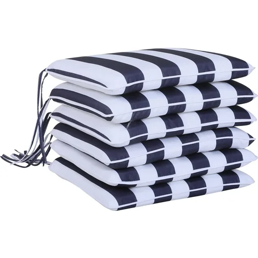 "Set of 6 seat cushions, chair cushions, floor cushions, upholstered cushions, seat cover, removable cover, blue + white, 42 x 42 x 5 cm image"