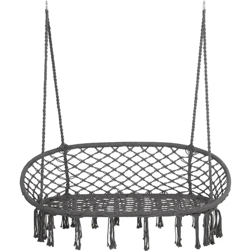 "Hanging chair 2-person - Boho style - Grey - 130 x 70 x 35 cm image"