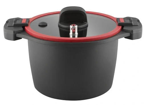 "Energy-saving pot 6 liters - cast aluminum cooking pot with pressure equalizing lid for instant opening image"