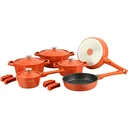 14-piece cookware set - 4 removable handles - Orange