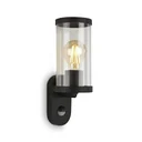 Outdoor light with motion detector, metal-plastic / black, IP44, E27 socket