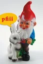 Dwarf with rabbit as motion detector, whistling, 38 cm