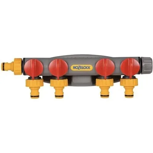 "4-way water distributor with 2 additional hose pieces - 8.6x13.5cm image"