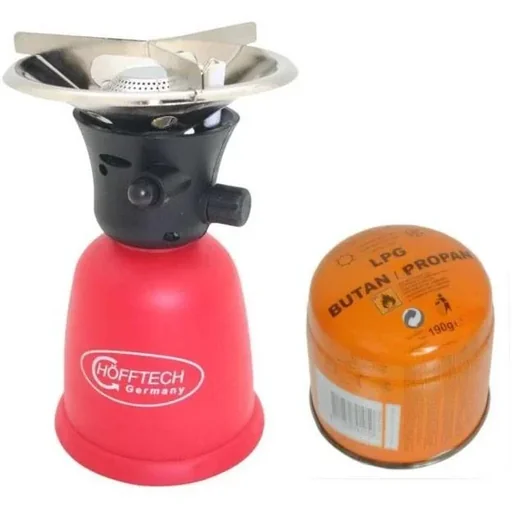 "Camping stove with piezo ignition - 1000W - Burn time 3 to 4.5 hours WITH extra gas canister image"