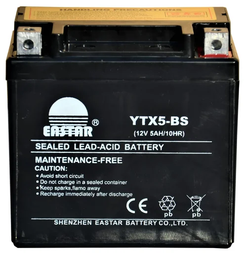 "Battery 12 Volt 5 Ah YTX5-BS motorcycle battery image"