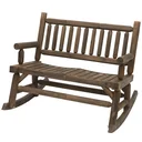 Rocking bench with armrest dark brown