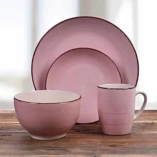 "NL Dinnerware Set 16-piece - Stoneware - Pink image"