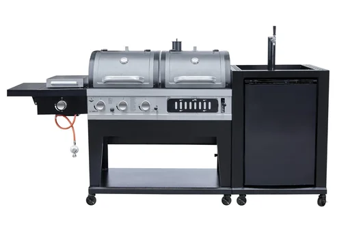 "3 in 1 combo grill with beer cooler and tap system image"