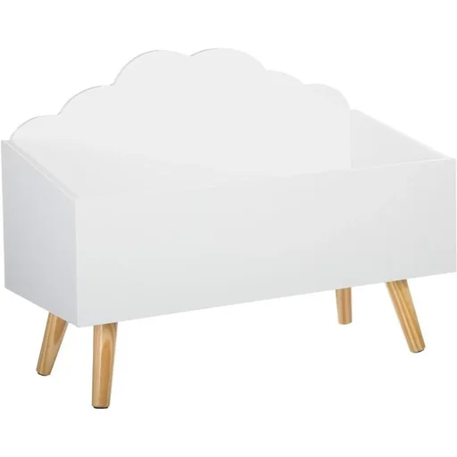 "Wooden toy box - white - 58x28x45 cm image"