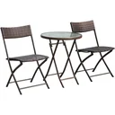 Polyrattan bistro set for 2 people brown