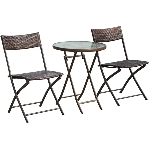 "Polyrattan bistro set for 2 people brown image"