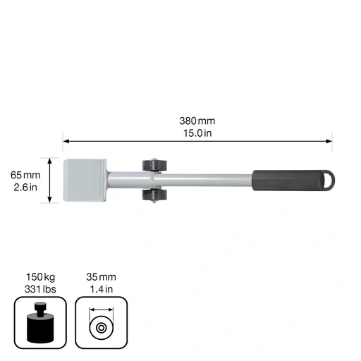 "Transport aid MM 4121, 38 x 6.5 x 3.5 cm, soft wheels Ø 40 mm, furniture lifter, moving aid, steel, load capacity 150 kg image"