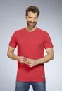 T-shirt with button placket, color red, size L