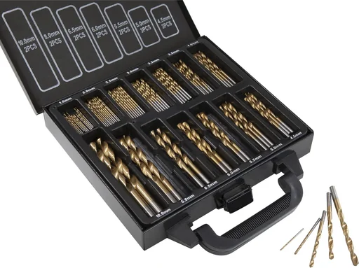 "Titanium HSS drill bit assortment 99 pieces image"