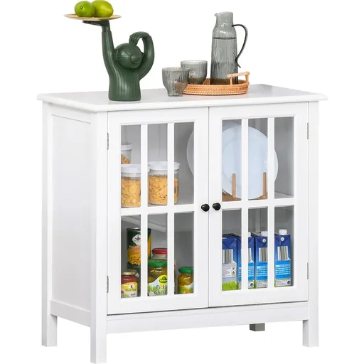 "Kitchen cabinet with glass doors white image"
