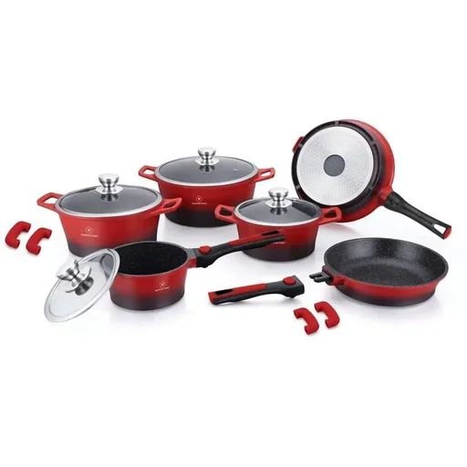 "Herenthal 14-piece cookware set - marble coating - red/black image"