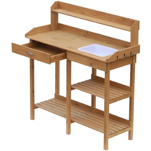 "Plant table with tub fir wood H112cm natural image"