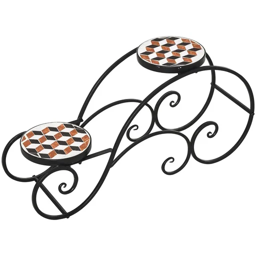 "Flower staircase plant shelf 2 shelves plant stand retro design decoration metal 75L x 22 x 37.5 cm image"