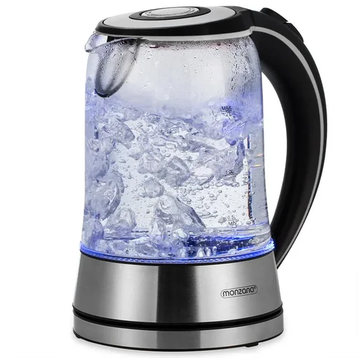 "Kettle silver/black glass/stainless steel 1.7L image"