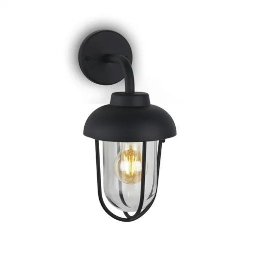 "Outdoor light 1-flame, metal-glass / black, IP44, E27 socket image"