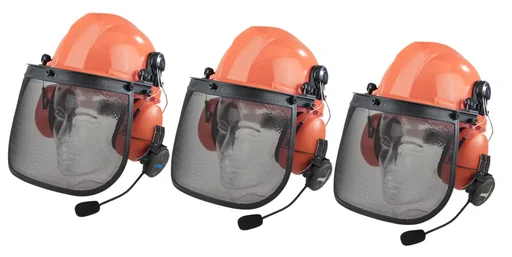 "Forestry helmet with Bluetooth intercom system set of 3 - Treetalk Trio image"