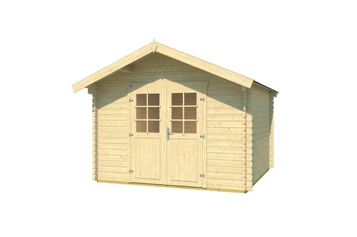 "Garden house 209 Gr.3, 333 x 360 x 261 cm, wall thickness 28 mm, with double door natural image"