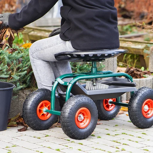 "Outdoor rolling seat “Deluxe” with protective cover image"