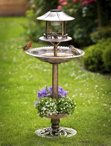 "Solar bird bath 4in1, bronze image"