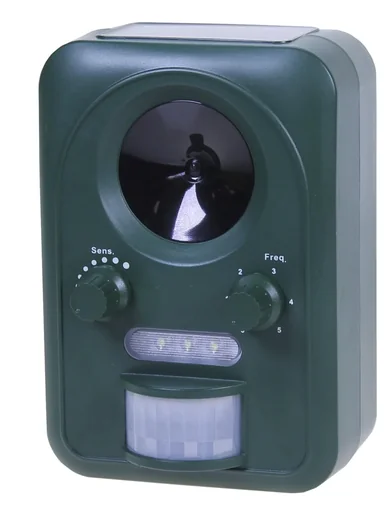 "Universal solar animal repeller with ultrasound & flash light image"