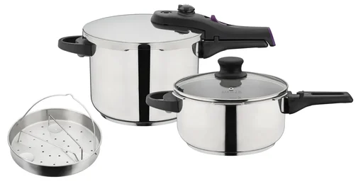 "SYSTEM RAPID pressure cooker set, 6-piece stainless steel - 4L and 6L, Ø22cm image"