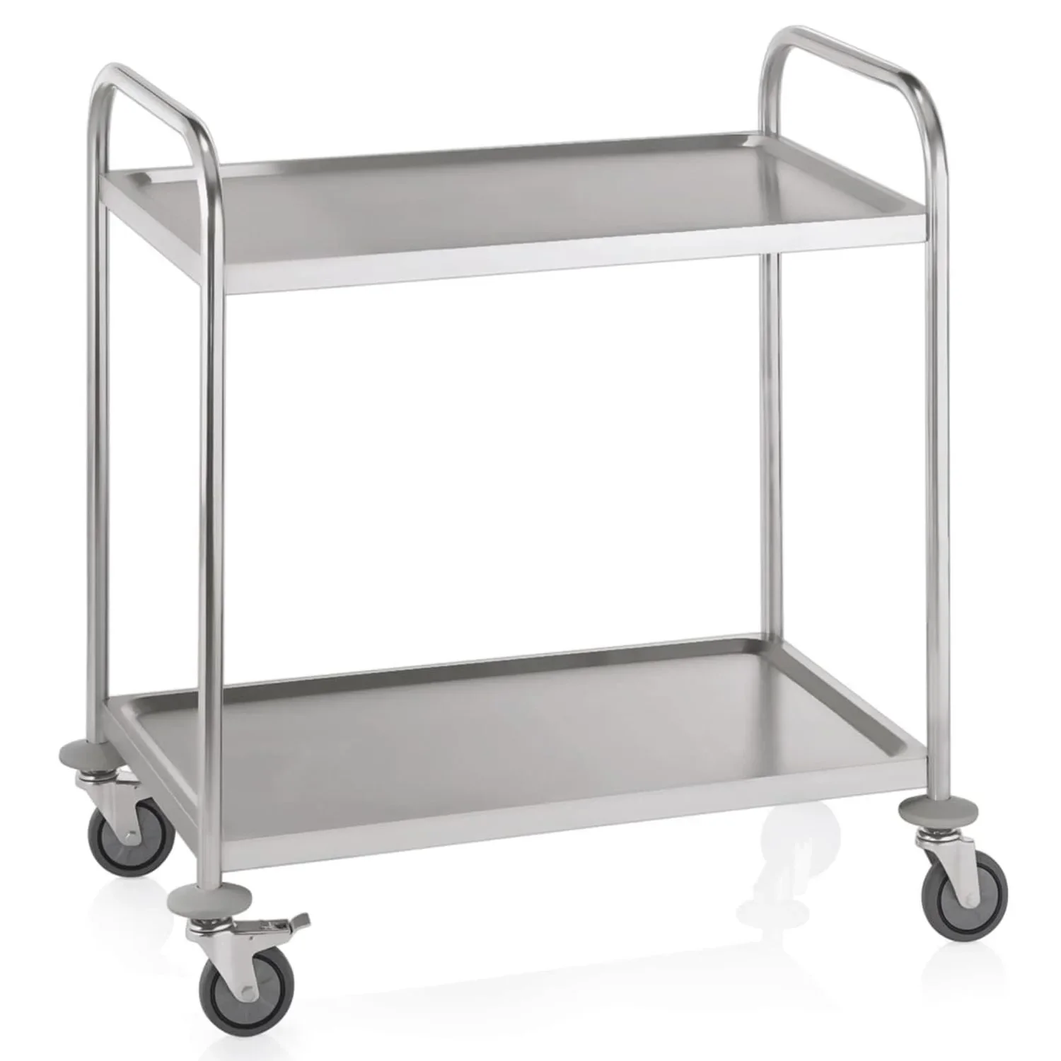 "Kitchen trolley, serving trolley, catering trolley, serving cart - with 2 shelves, 85x53x95 cm, stainless steel image"