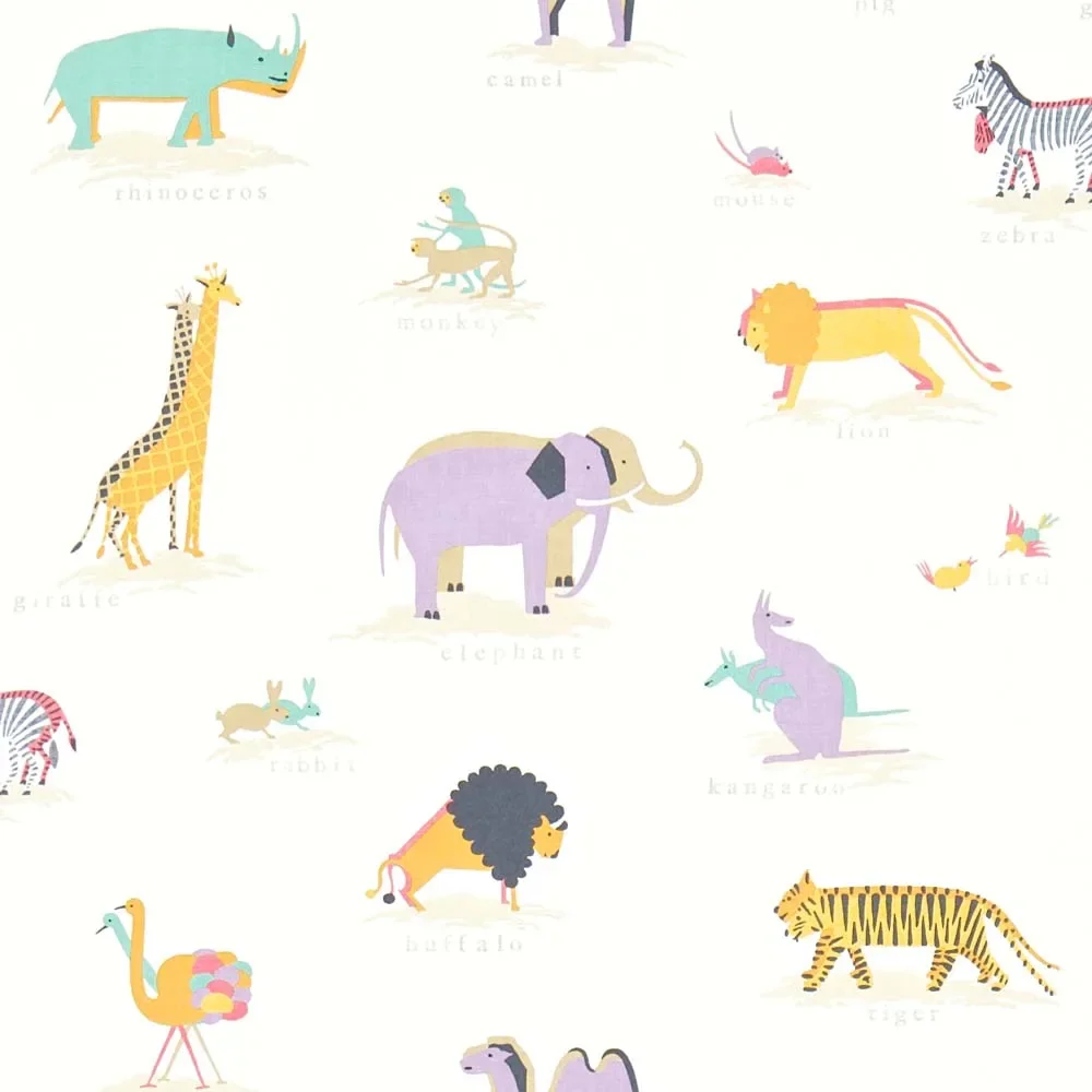 "Little Sanderson Abracazoo Motive Safari Animals Aqua Lila Orange image"