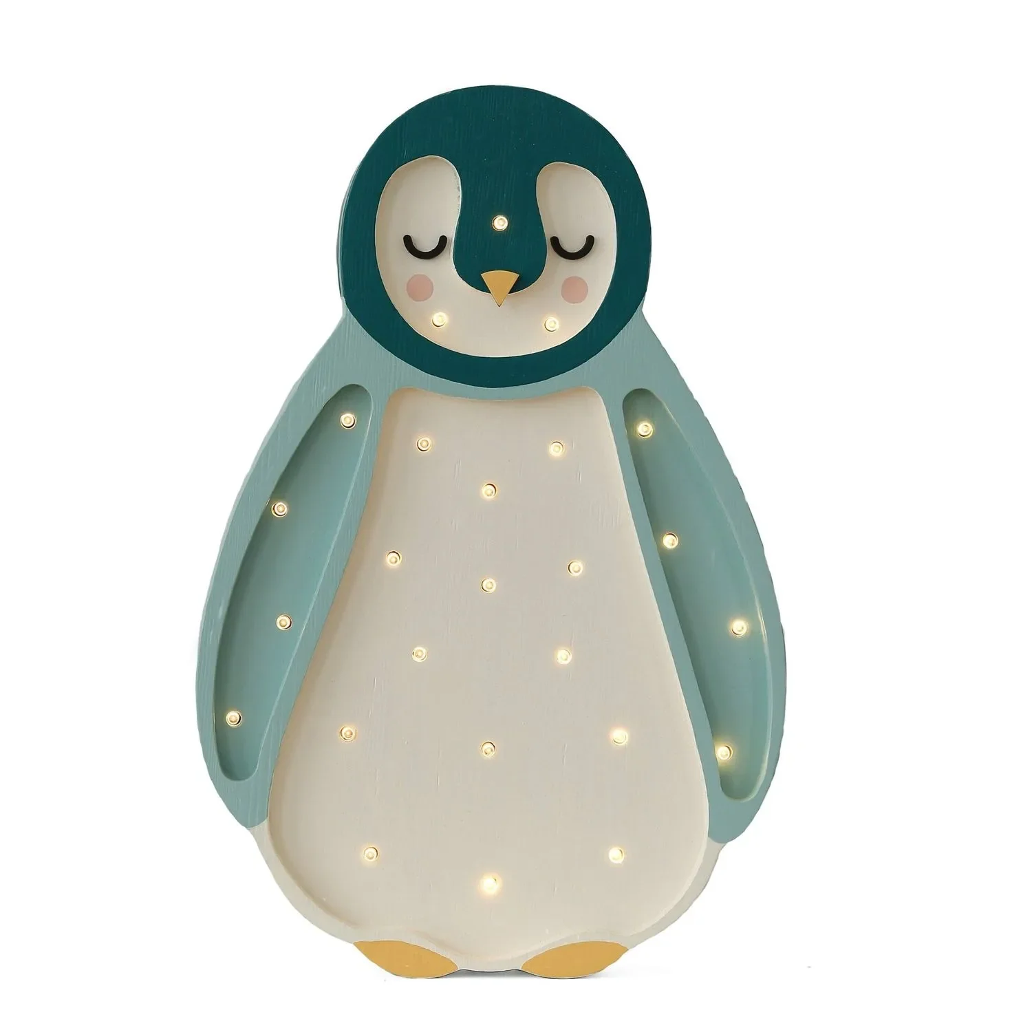 "Little Lights Children's Night Light Penguin, 100% Natural Pine Wood, Color: Turquoise Green image"