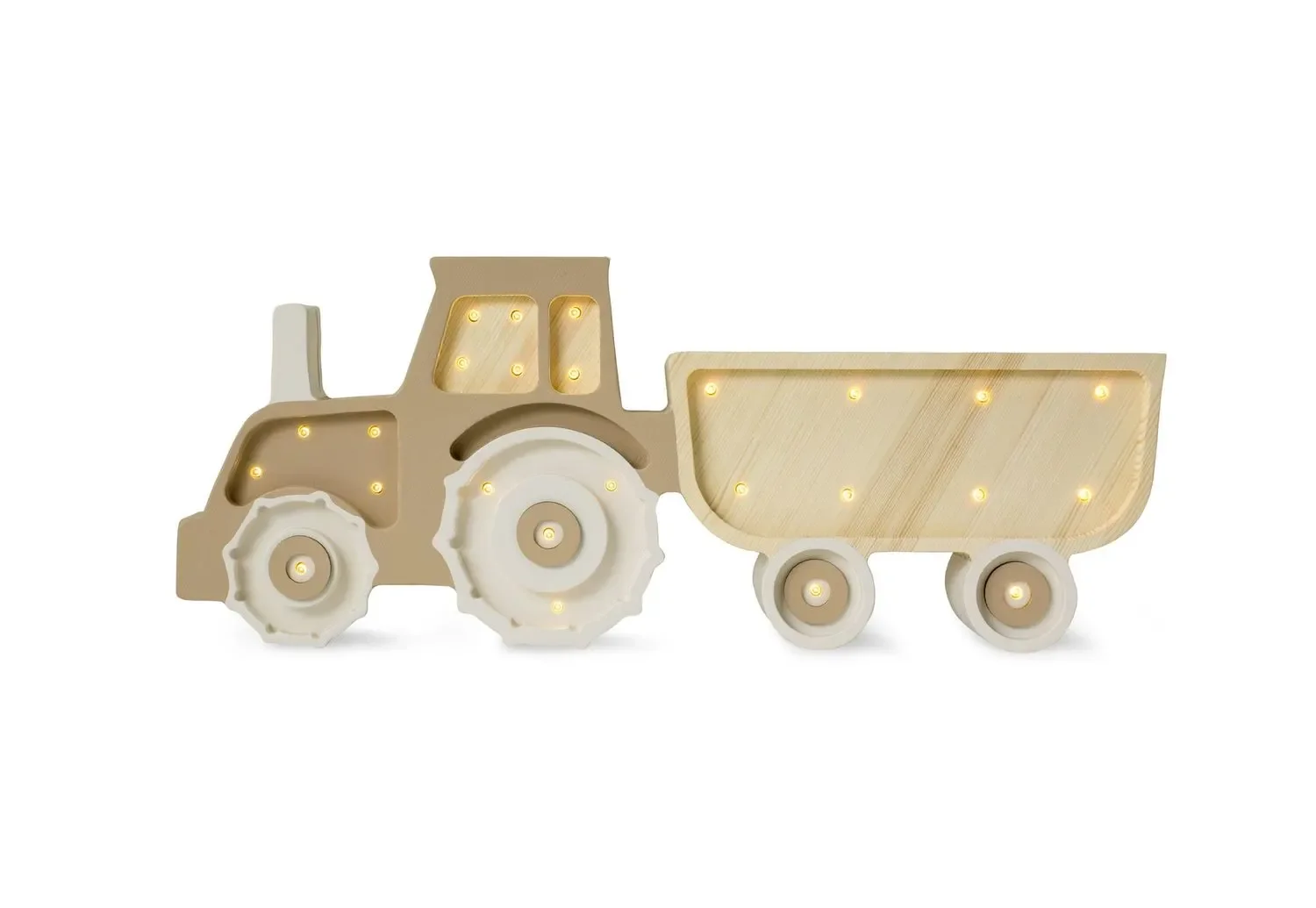 "Little Lights Kids Night Light, Tractor Night Lamp – 100% Natural Pine Wood, Color: Coffee-Cream image"
