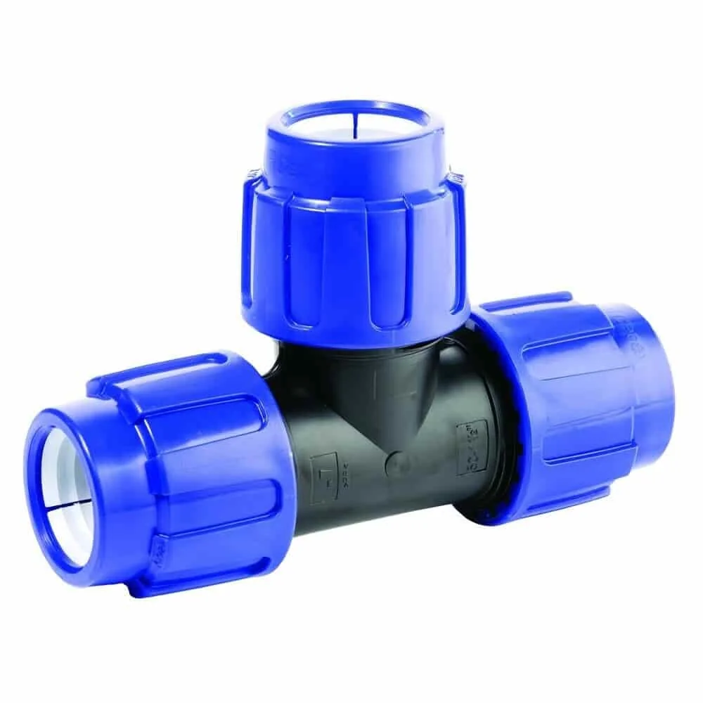 "40mm PE Pipe Fitting Tee, Compression Connector, Potable Water image"