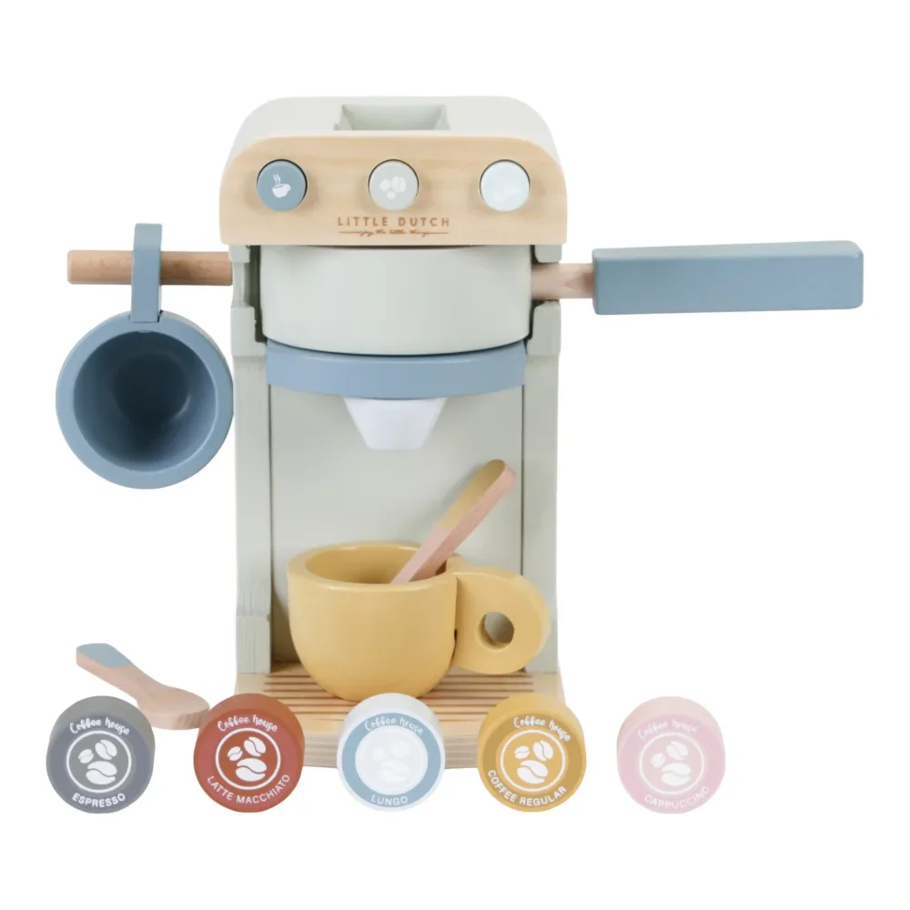 "Little dutch wood toy kitchen accessories coffee machine image"