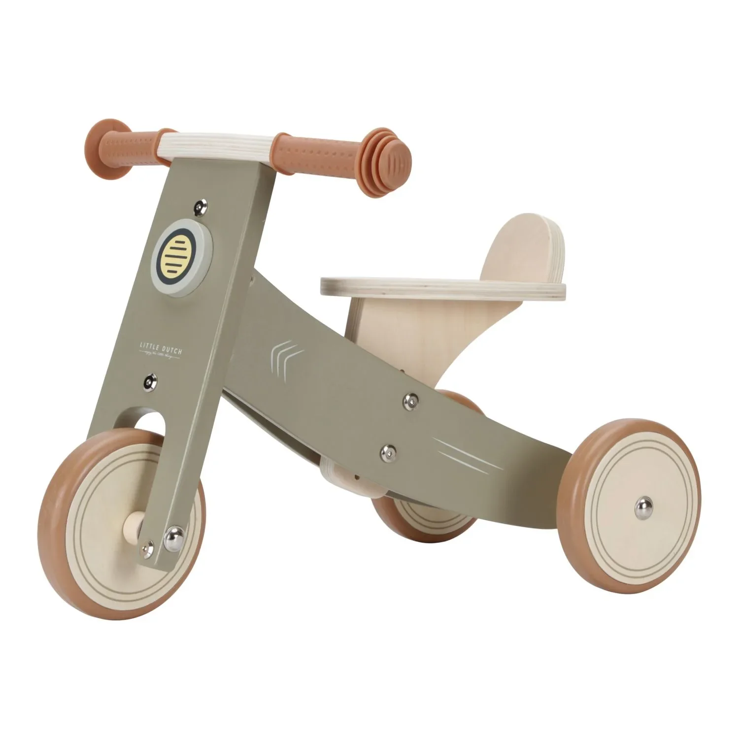 "Little Dutch Wooden Tricycle Olive: Children's Tricycle with Rubber Grips & Safety Tires image"