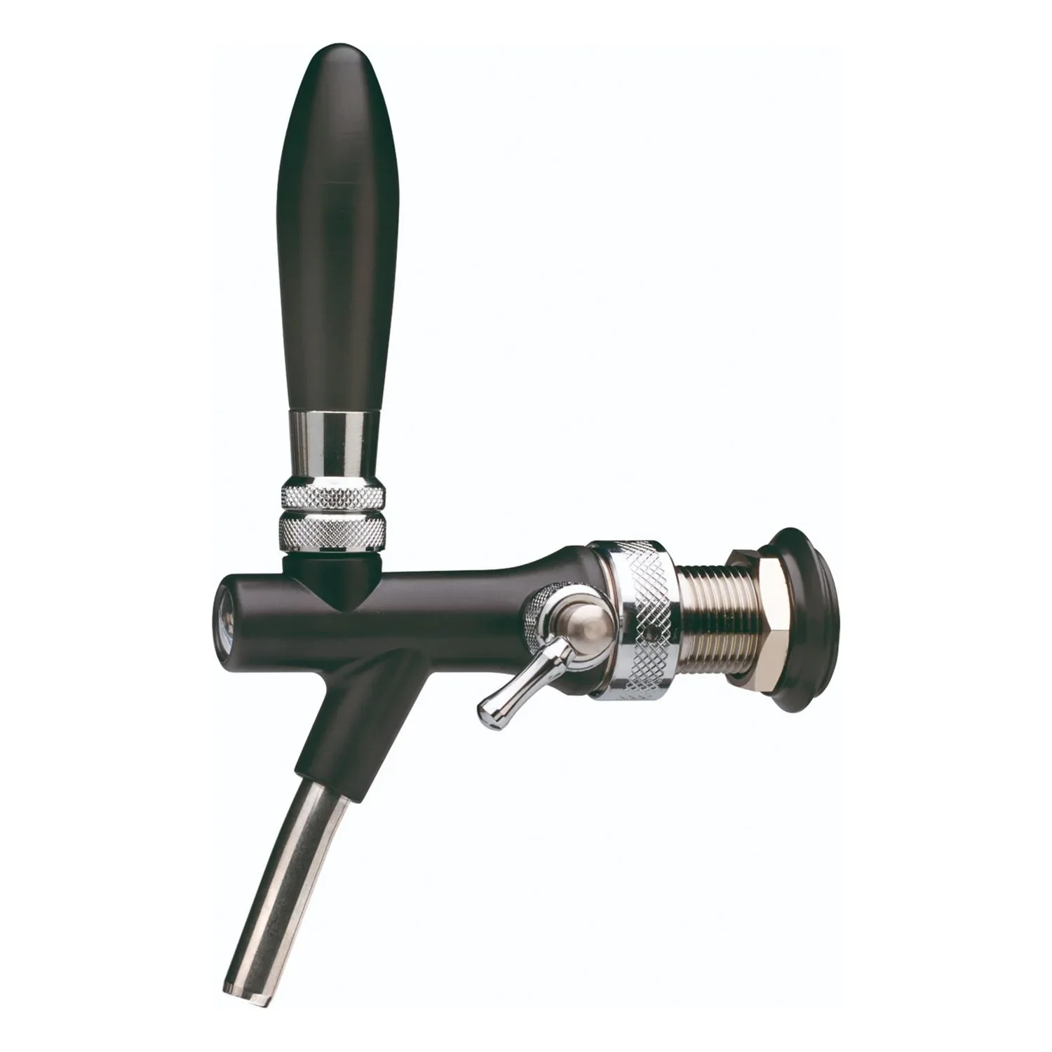 "Beer tap, Beer faucet, Compensator tap - made of stainless steel and ABS plastic, black image"