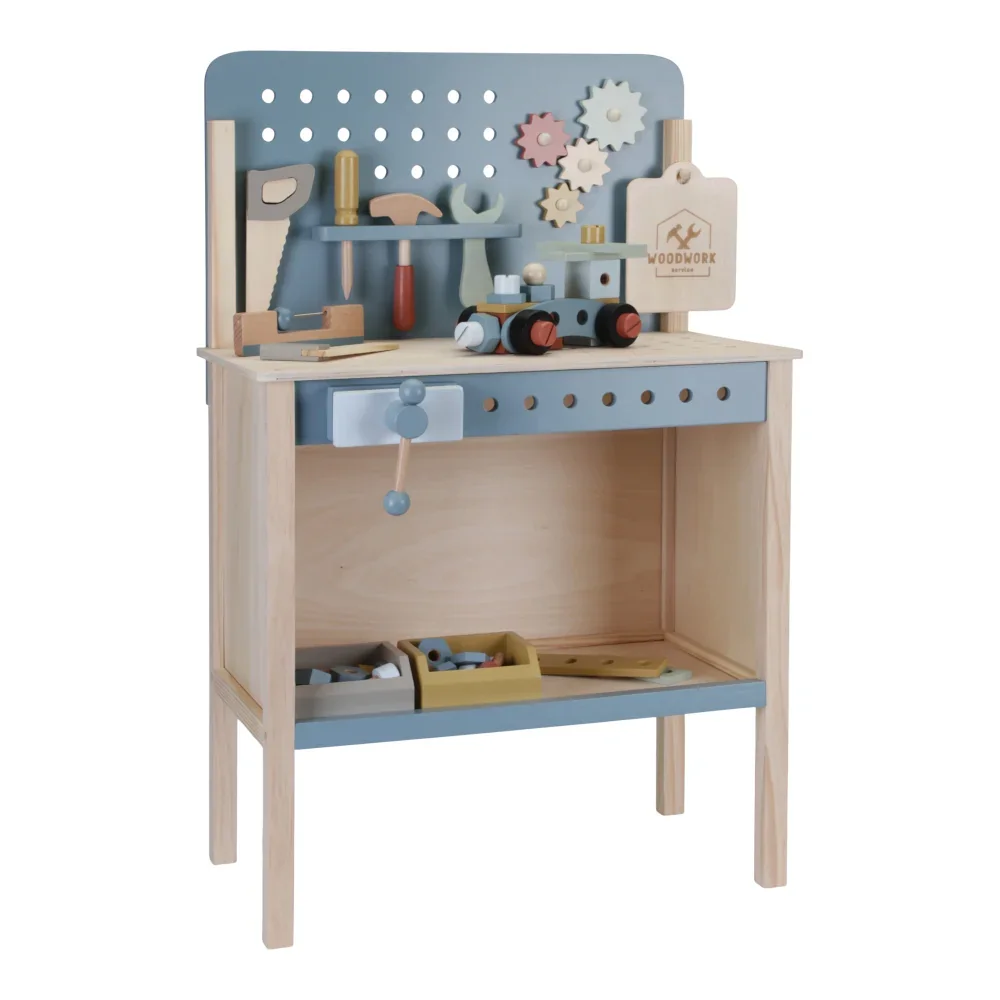 "Little Dutch workbench children, toys tools - wood, blue image"