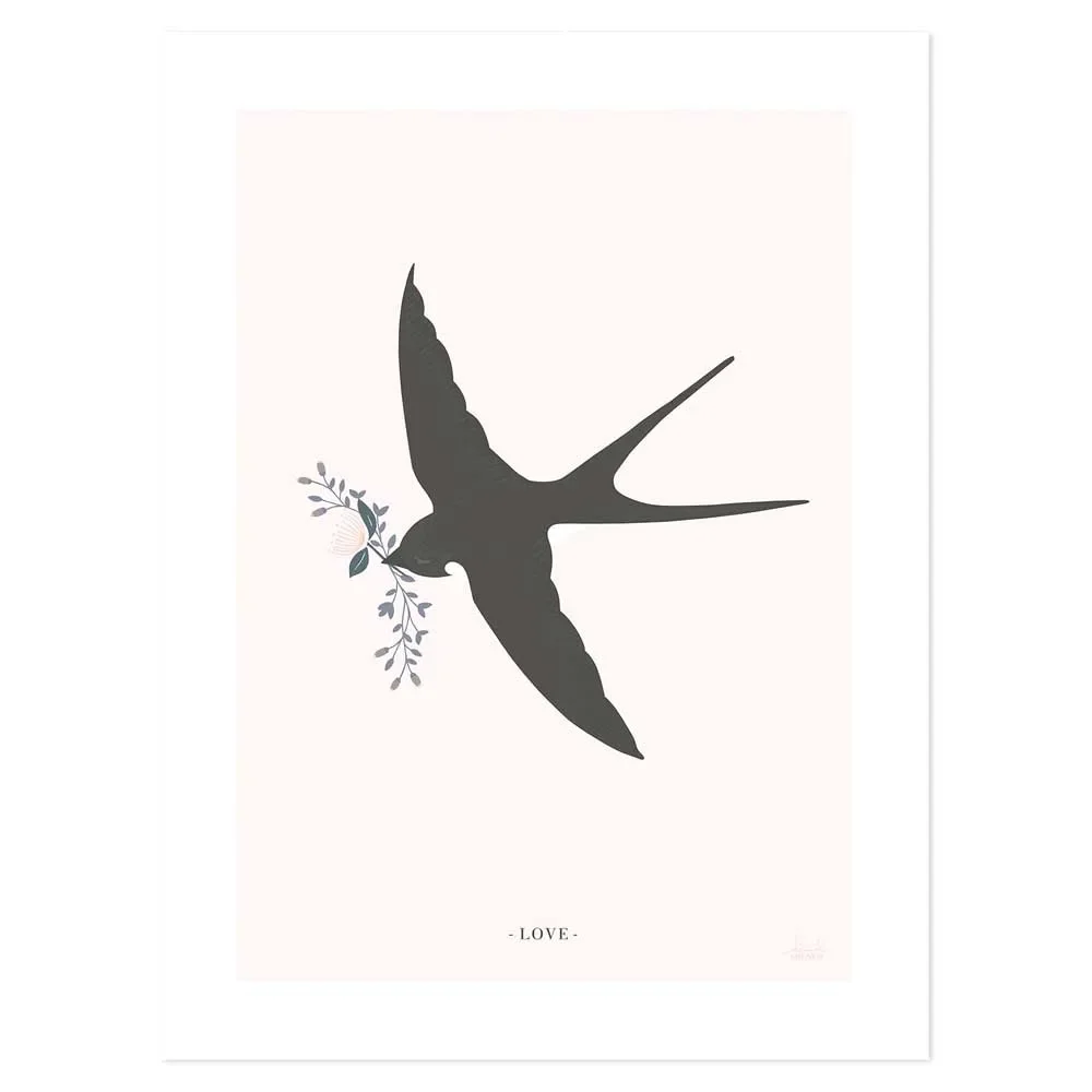 "Lilipinso poster swallow on pink image"