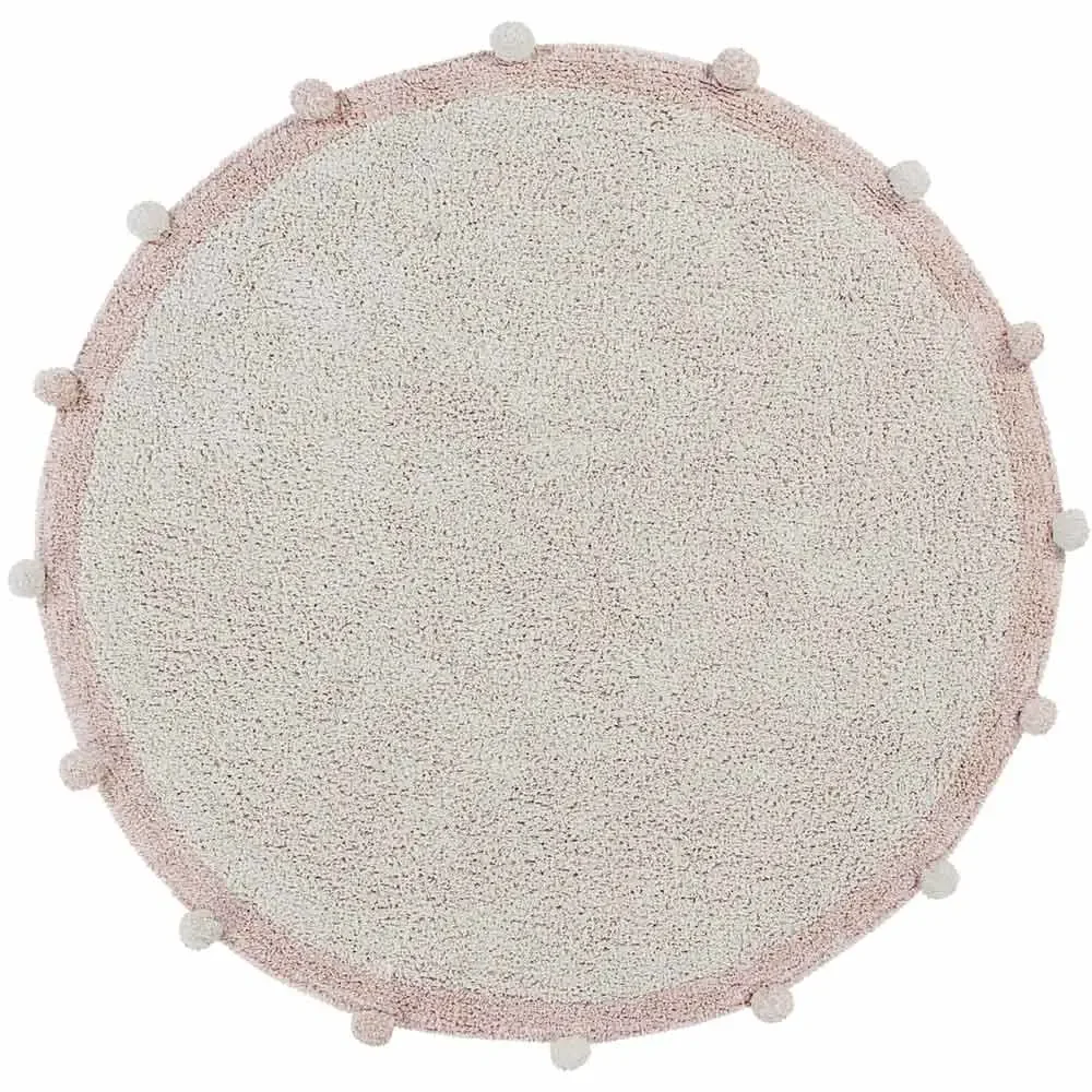 "Lorena Canals washable carpet "Bubbly Natural" pink round image"