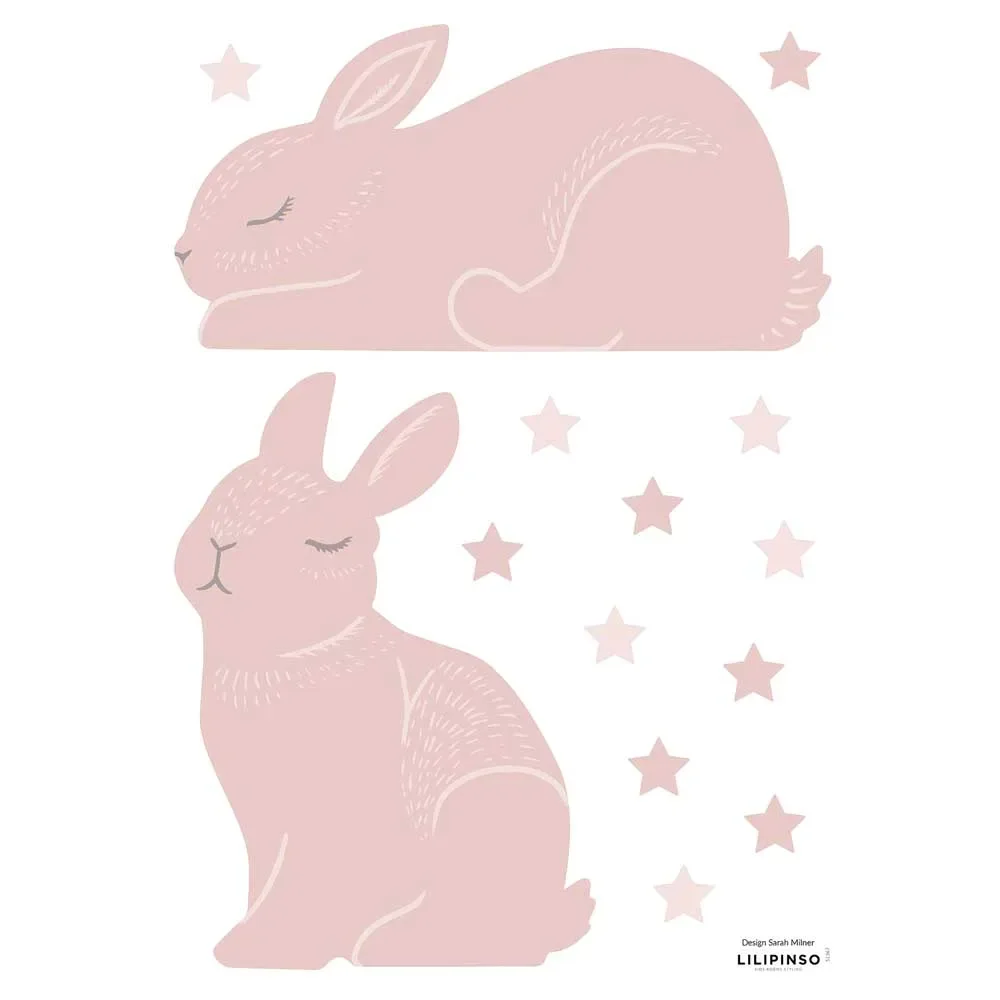 "Lilipinso Wall stickers bunny and stars old pink image"