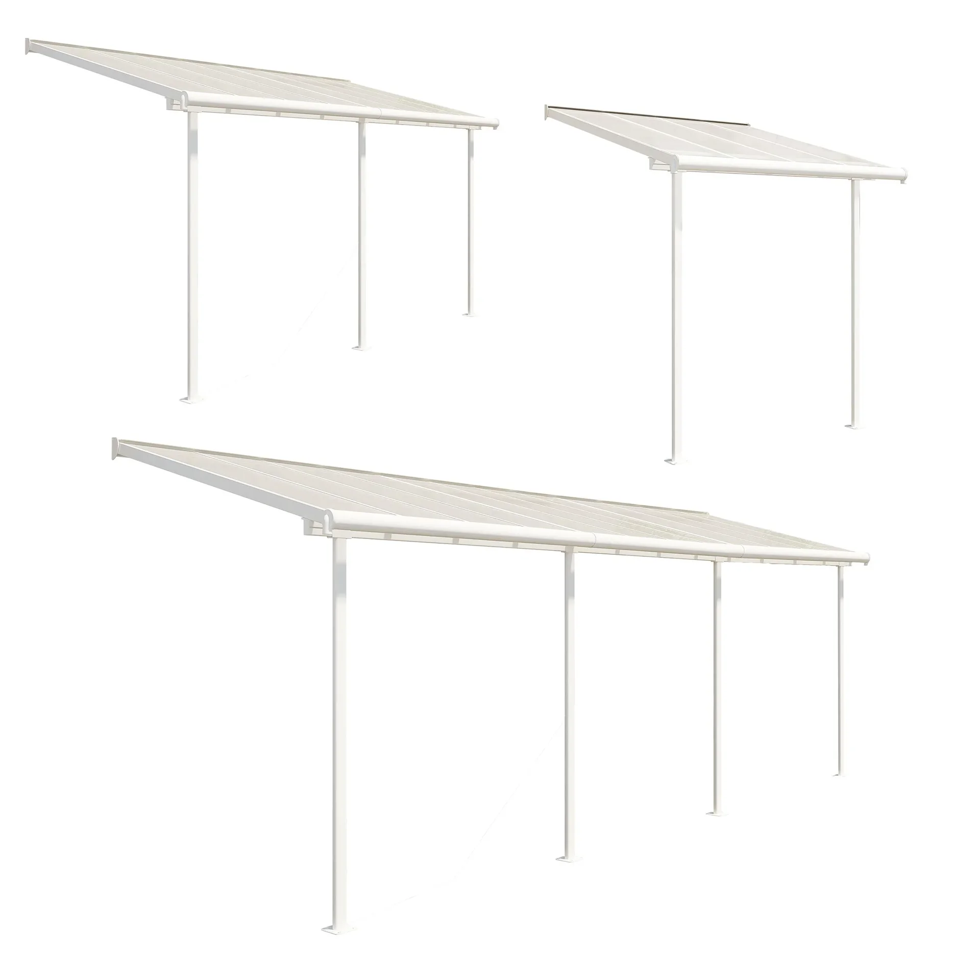 "Palram Sierra Patio Cover 447 × 228 cm White – Aluminum with 6mm Polycarbonate image"