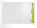 Foldable cutting board with integrated knife