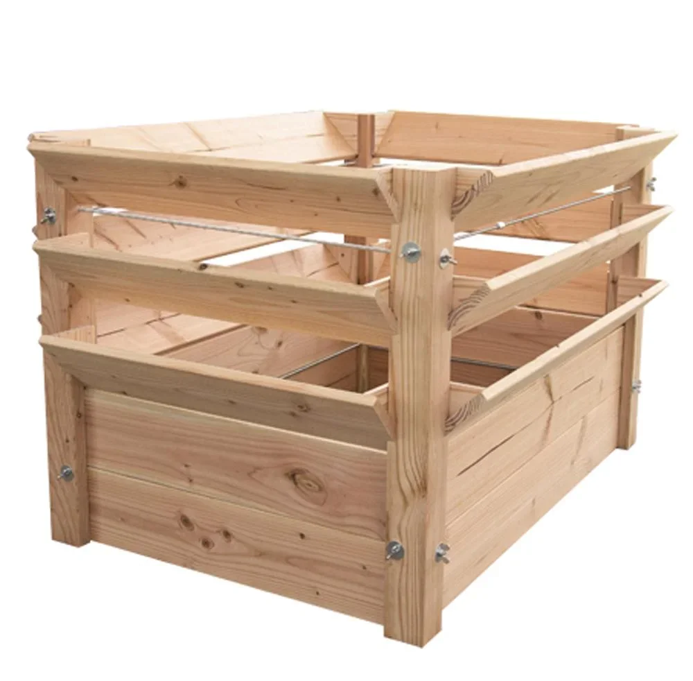 "Raised Garden Bed Premium XXL, 91×90.5×73 cm, Natural – FSC Larch Wood, Back-Friendly image"